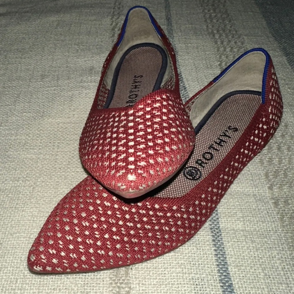 Rothy's The Point Red Apple Ballet Flats Honeycomb US 10.5 / EU 41 Rare Retired - Picture 4 of 9